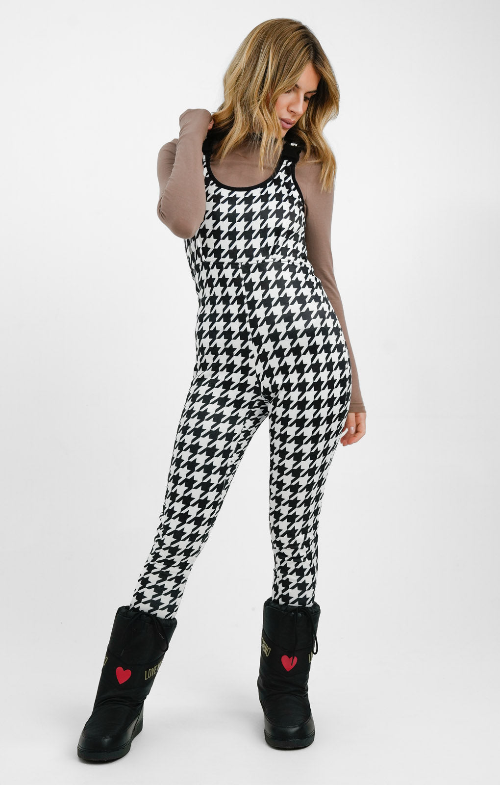 Threadbare Ski Salopettes In Houndstooth
