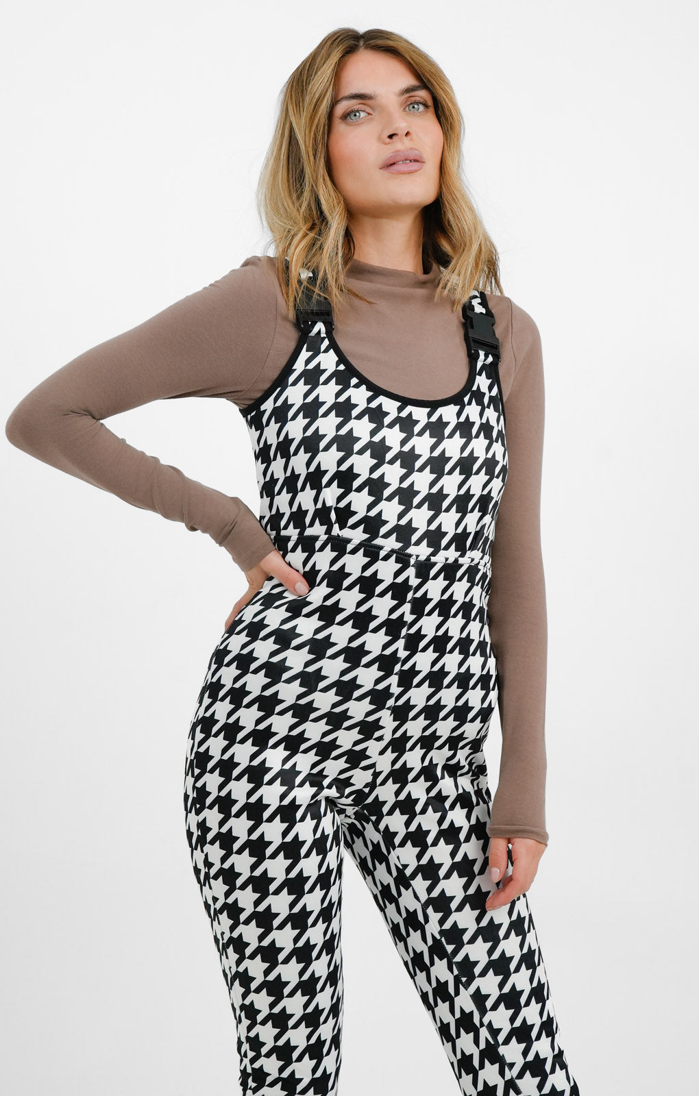 Threadbare Ski Salopettes In Houndstooth