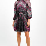 Maya Striped Embellished Open Back Mini Dress In Purple Mix