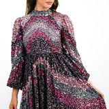 Maya Striped Embellished Open Back Mini Dress In Purple Mix