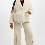 Urbancode Borg Padded Coat In Cream
