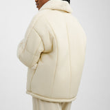 Urbancode Borg Padded Coat In Cream