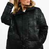 Urbancode Oversized Puffer Jacket With Textured Flocking In Black
