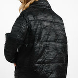 Urbancode Oversized Puffer Jacket With Textured Flocking In Black