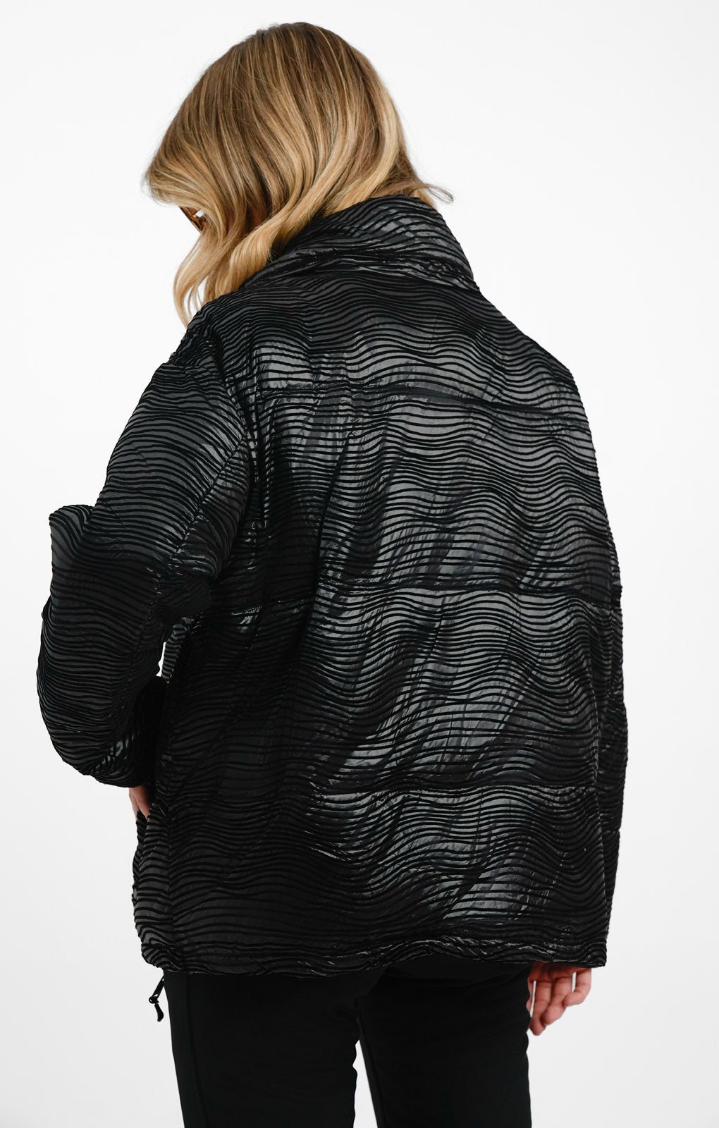 Urbancode Oversized Puffer Jacket With Textured Flocking In Black