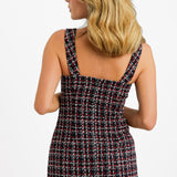 Miss Selfridge Boucle Mini Pinny Dress With Cut Out Detail In Navy Check