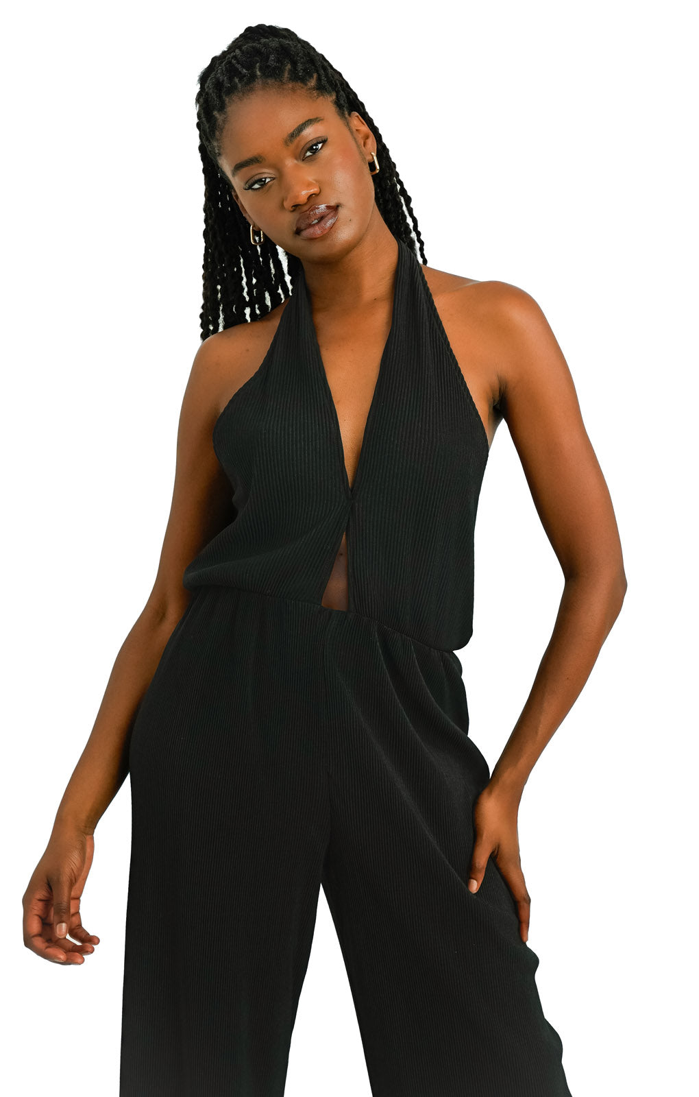 Halter Jumpsuit In Black
