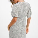Wrap Midi Dress In White Polka Dot