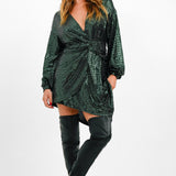Forever New Knot Front Embellished Mini Dress In Emerald