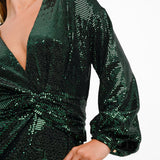Forever New Knot Front Embellished Mini Dress In Emerald