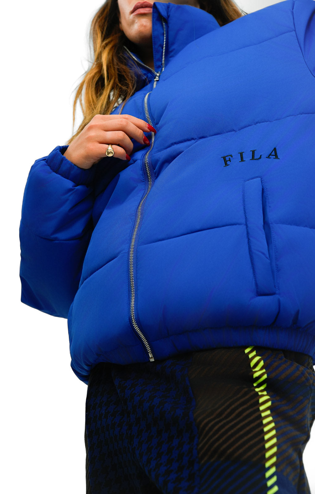 Fila logo crop puffer jacket hot sale