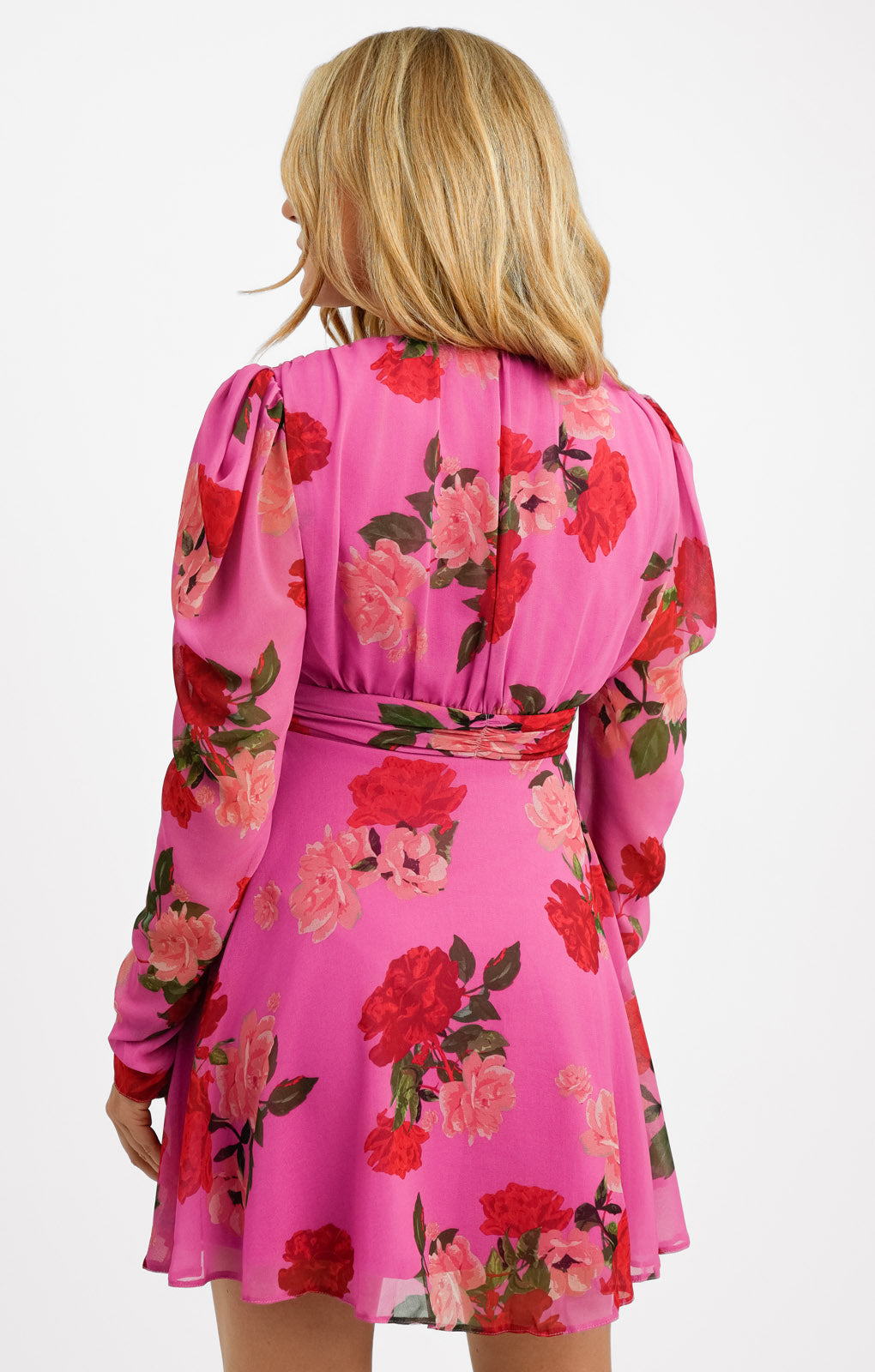 Rent ASOS DESIGN Long Sleeve Mini Dress With Neck Ties And Corsage In Pink Floral Print | Hirestreet Rent ASOS DESIGN Long Sleeve Mini Dress With Neck Ties And Corsage In Pink Floral Print | Hirestreet