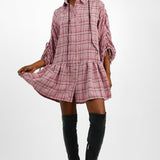 ASOS DESIGN Boucle Mini Smock Shirt Dress With Pephem In Pink