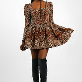 ASOS DESIGN bonded cotton poplin skater mini dress in animal print