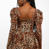 ASOS DESIGN bonded cotton poplin skater mini dress in animal print