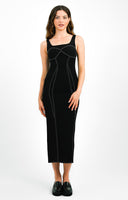 Topshop Contrast Stitch Body Mapping Fishtail Midi Dress In Mono