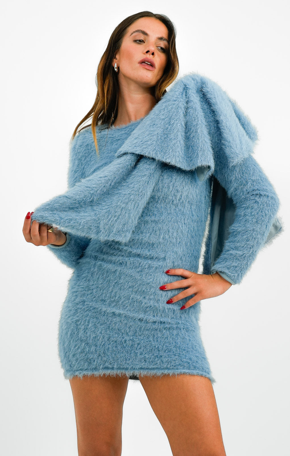 asos blue bow dress ASOS DESIGN bow tie front mini smock dress in sky blue