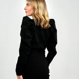 Topshop Puff Sleeve Mini Dress In Black