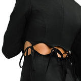 Topshop Open Back Tie Detail Blazer Dress In Black