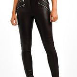 ASOS DESIGN Faux Leather Skinny Biker With Zips In Brown