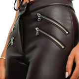 ASOS DESIGN Faux Leather Skinny Biker With Zips In Brown