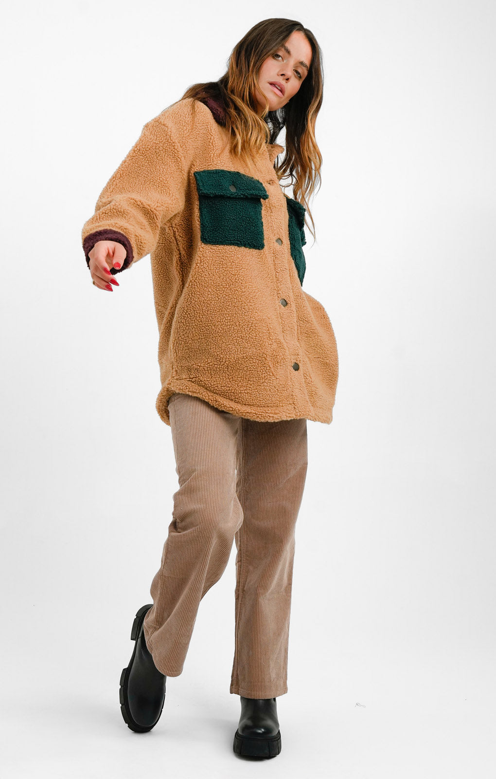 Cotton:On Teddy Shacket with Green Pockets