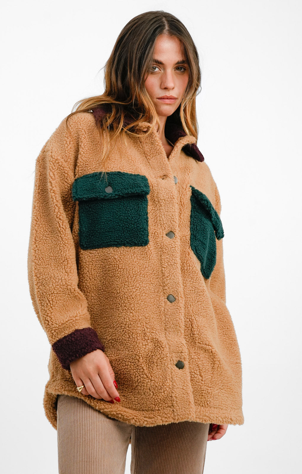 Cotton:On Teddy Shacket with Green Pockets