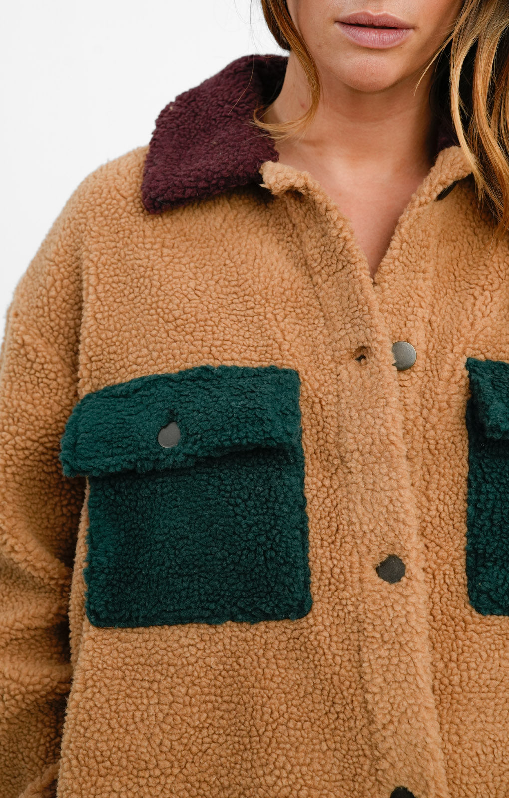 Cotton:On Teddy Shacket with Green Pockets