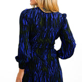 Whistles Balloon Sleeve Midi Dress With Tie Side In Dark Tiger Print