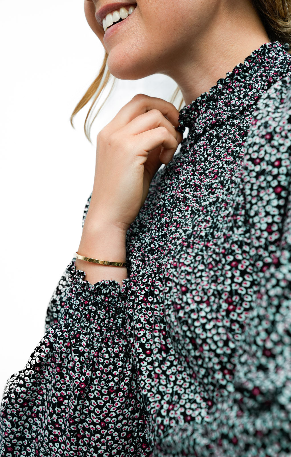 Whistles Cord Smock Mini Dress In Black Floral
