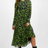 Whistles Long Sleeve Ruched Maxi Dress In Mesh Floral