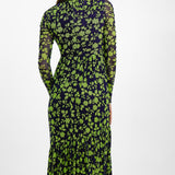 Whistles Long Sleeve Ruched Maxi Dress In Mesh Floral