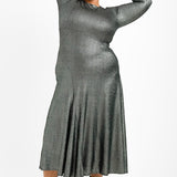 Topshop Curve Metallic Cut And Sew Maxi Dress In Silver
