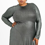 Topshop Curve Metallic Cut And Sew Maxi Dress In Silver