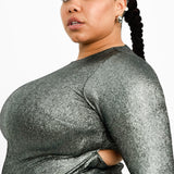 Topshop Curve Metallic Cut And Sew Maxi Dress In Silver
