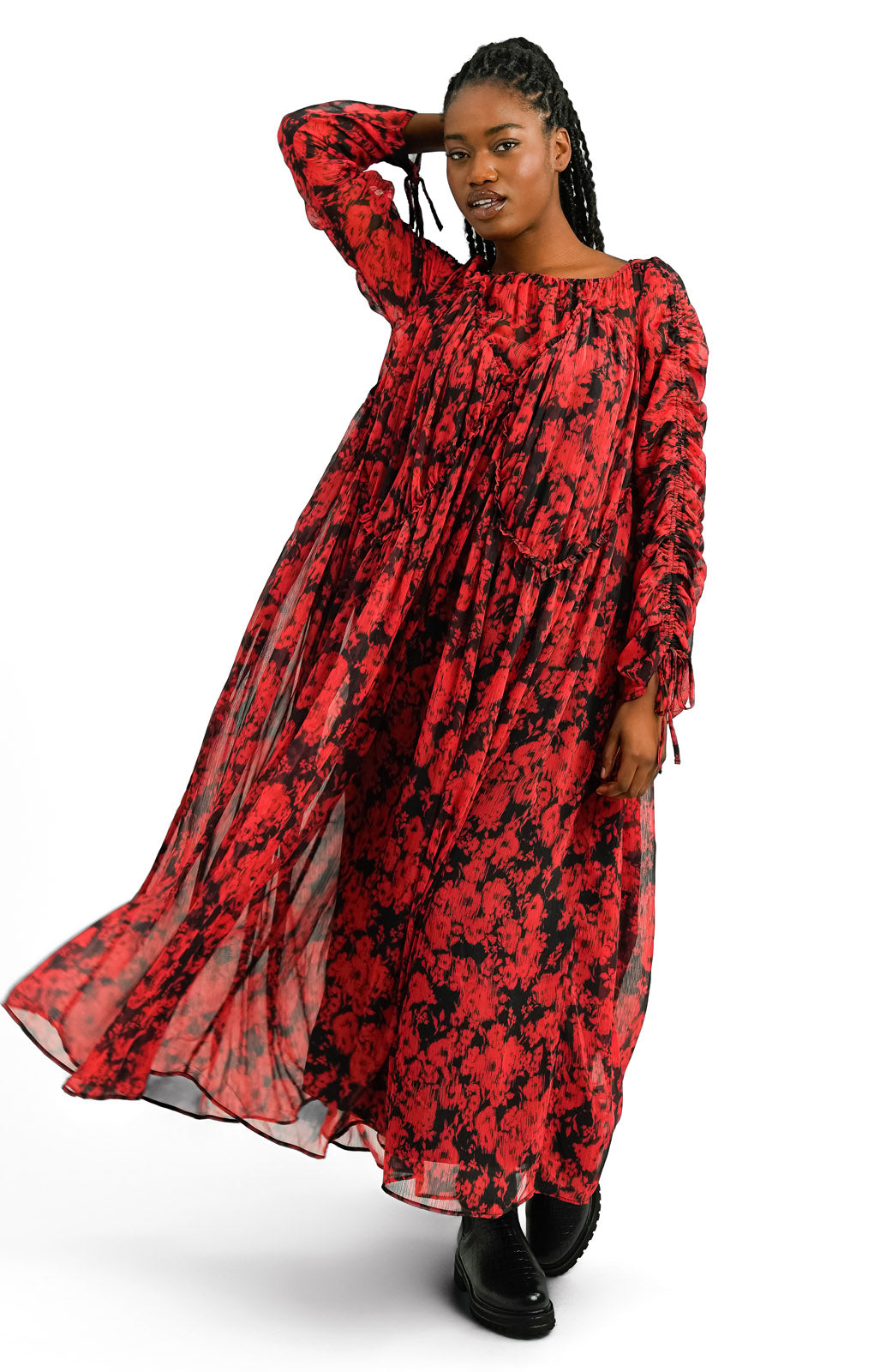 Topshop Channelled Chuck On Printed Maxi Dress In Multi