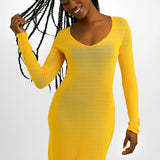 NA-KD Knitted Open Back Midi Dress In Yellow