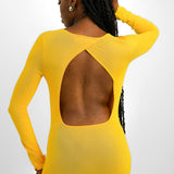 NA-KD Knitted Open Back Midi Dress In Yellow
