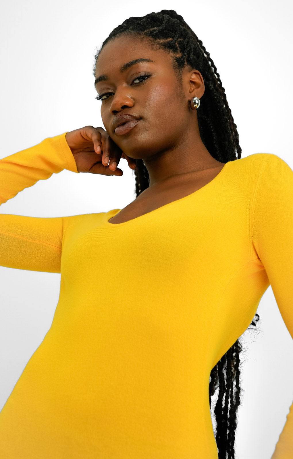 NA-KD Knitted Open Back Midi Dress In Yellow