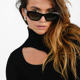 Morgan High Neck Slash Detail Midi Jumper Dress In Black