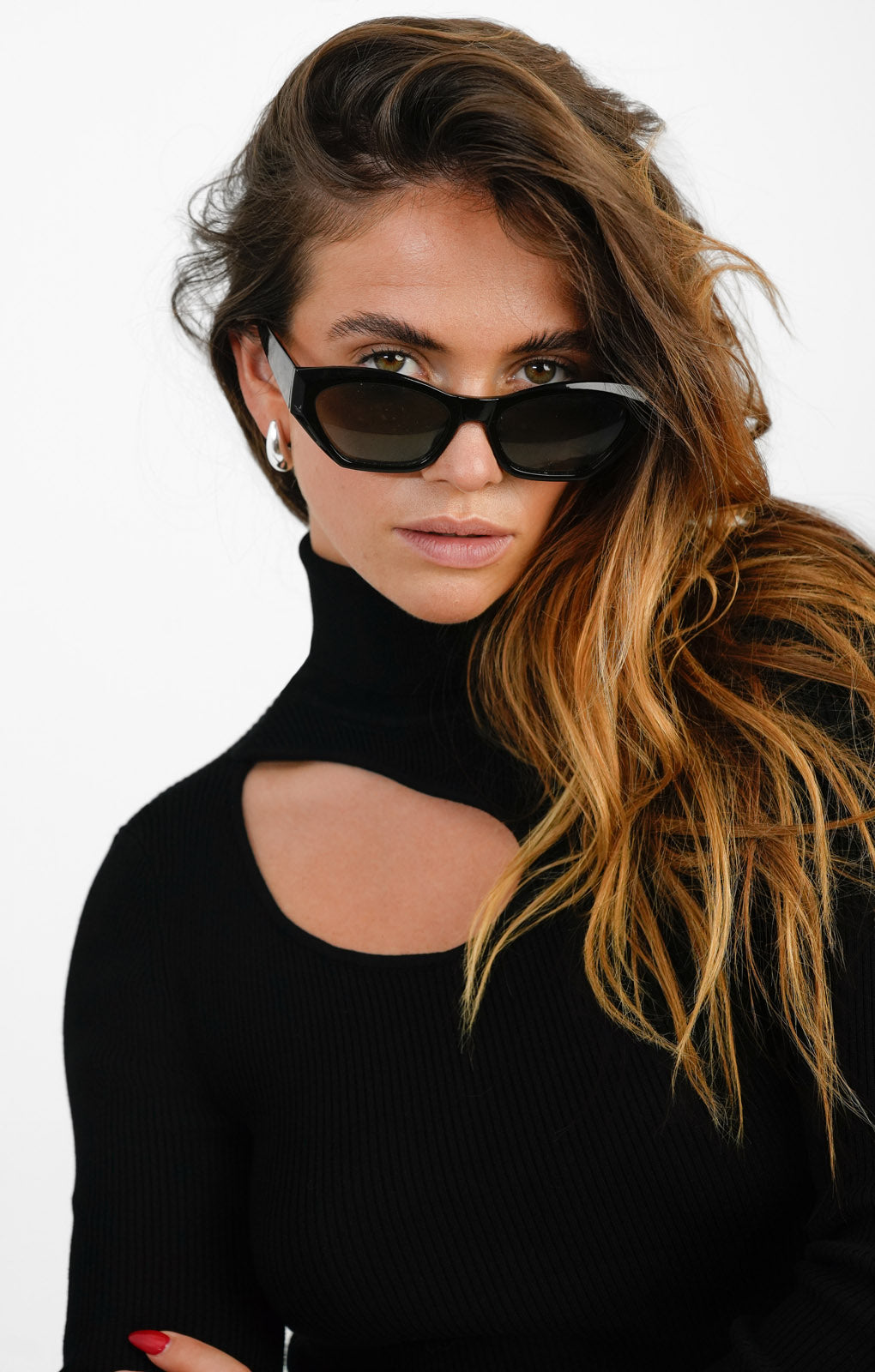 Morgan High Neck Slash Detail Midi Jumper Dress In Black