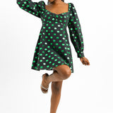 Nobody's Child Mary Babydoll Mini Dress In Emerald Green Taffeta Spot
