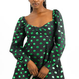 Nobody's Child Mary Babydoll Mini Dress In Emerald Green Taffeta Spot