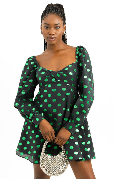 dark green babydoll dress Rent Nobody's Child Mary Mini In Emerald Taffeta Spot MUST HAVE