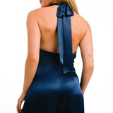 Nobody's Child Annie Satin Backless Jumpsuit In Navy