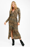 Edited Wrap Front Midi Dress In Tiger Print