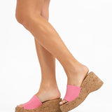 Madden Girl Zaharra Cork Platform Sandal In Hot Pink