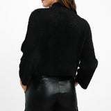 Cut Out Boucle Jumper In Black