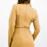 In The Style x Terrie Mcevoy Panelled Corset Mini Dress In Camel
