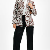 ASOS DESIGN Double Breasted Suit Blazer With Linen In Animal Print